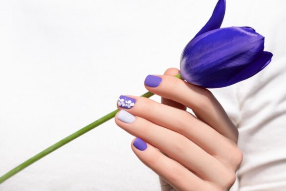 Royal Blue Nails with Diamonds