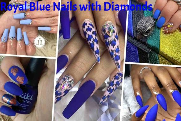 Royal Blue Nails with Diamonds